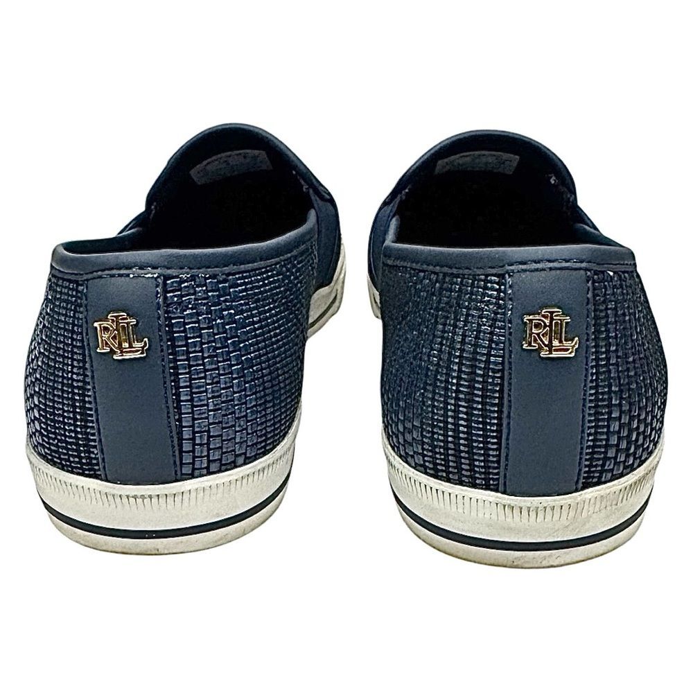 Lauren Ralph Lauren Jinny Woven Slip-On Sneaker Navy Size 10 Medium Pre-Owned - Picture 2 of 10
